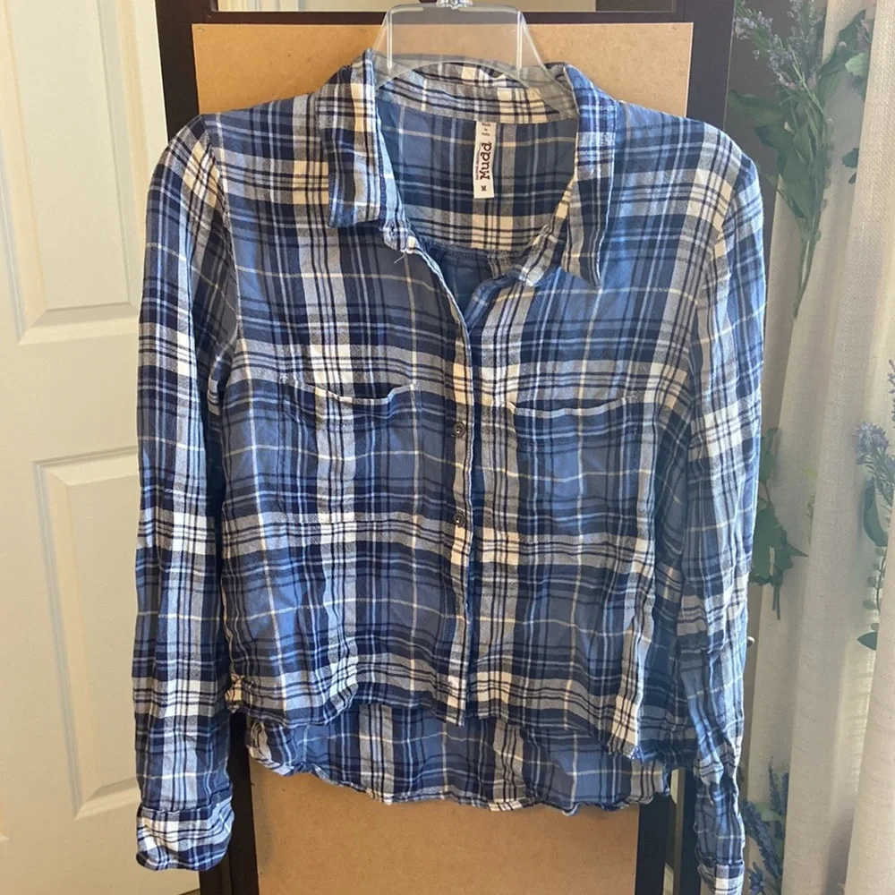 MUDD plaid button down Top M Jrs